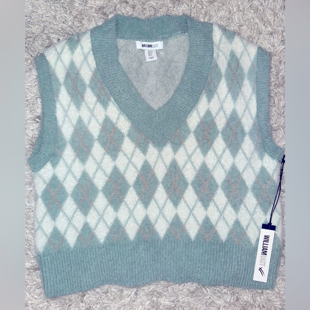William Rast Argyle Sweater Vest New With Tags